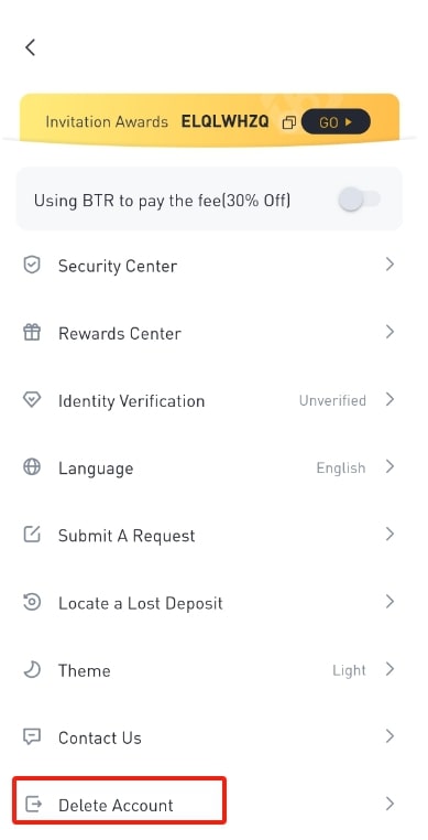 Guidance To Delete Bitrue account Bitrue FAQ
