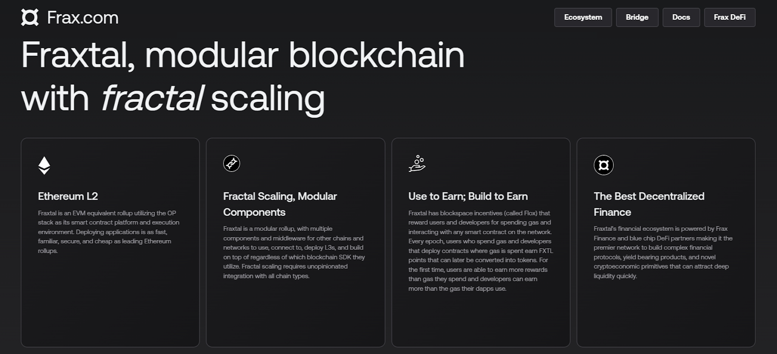 Fraxtal, modular blockchain with fractal scaling.