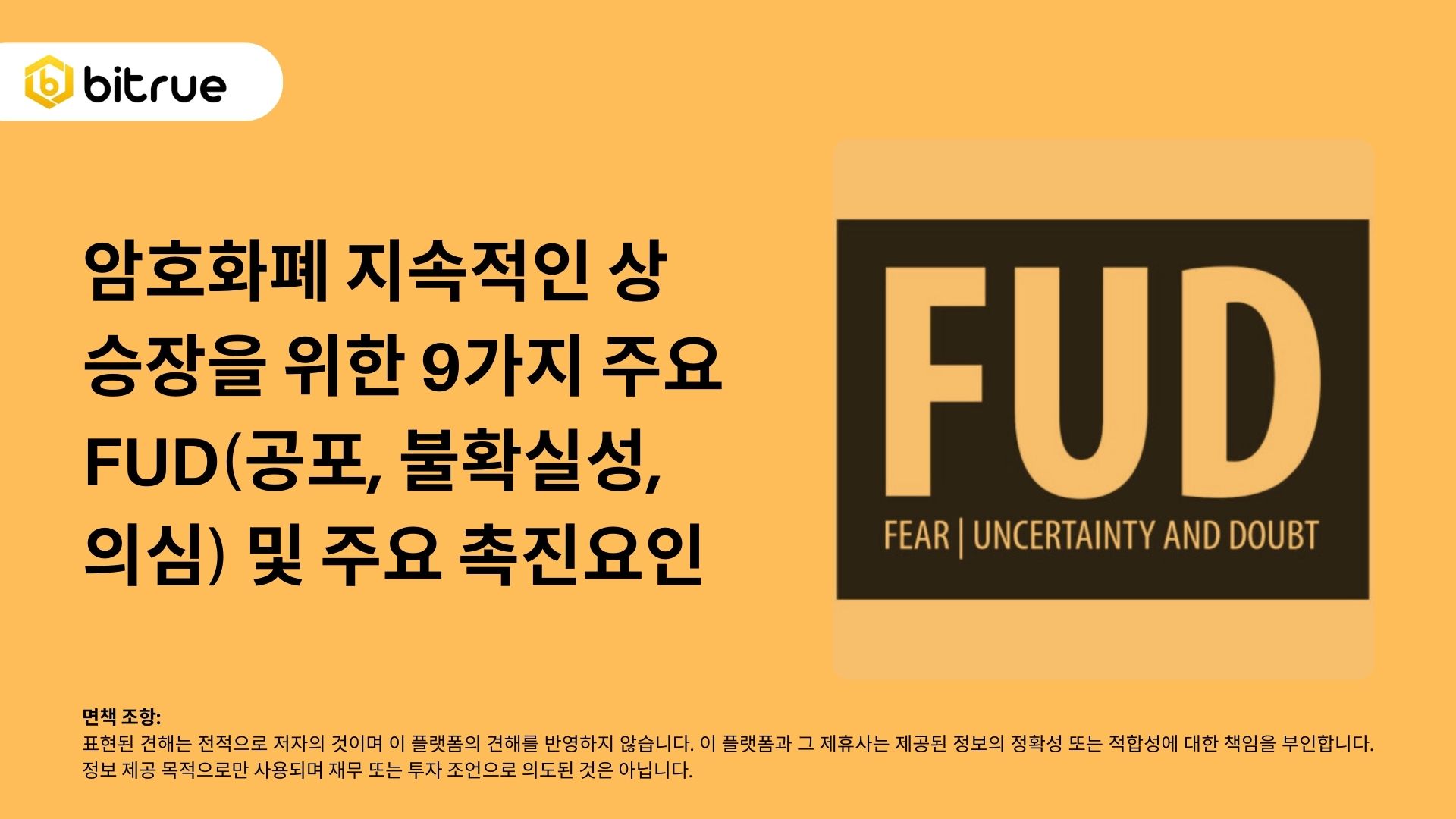 암호화폐 지속적인 상승장을 위한 9가지 주요 FUD(공포, 불확실성, 의심) 및 주요 촉진요인 – Bitrue FAQ