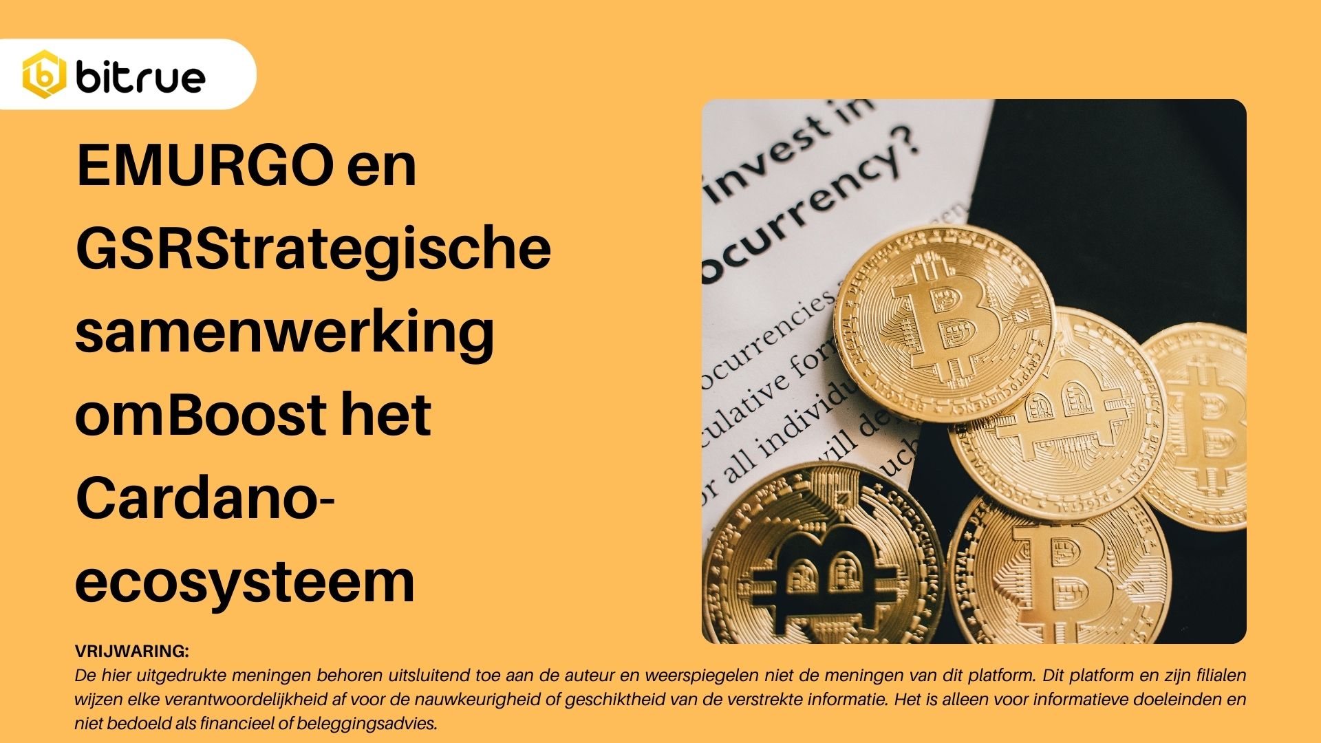 EMURGO en GSRStrategische samenwerking omBoost het Cardano-ecosysteem –  Bitrue FAQ