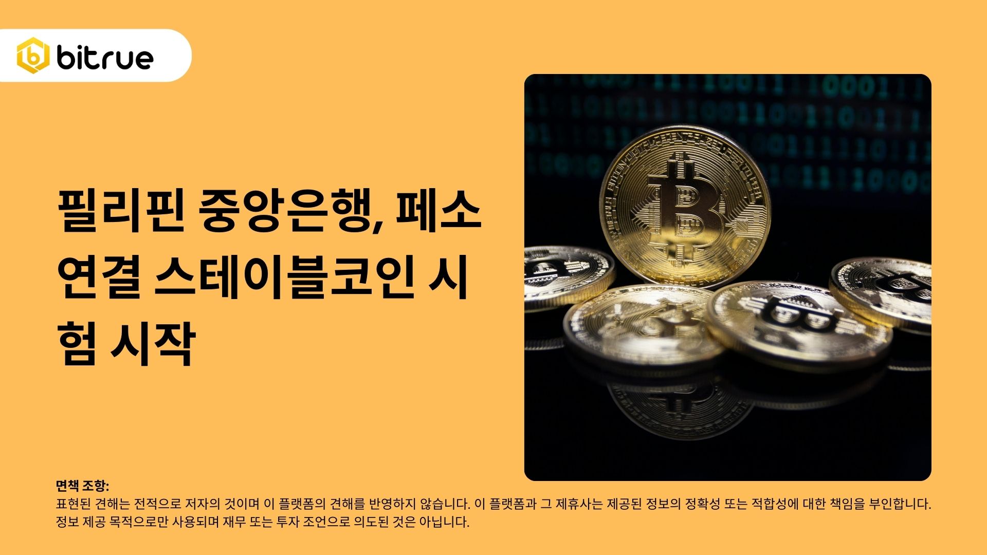 필리핀 중앙은행, 페소 연결 스테이블코인 시험 시작 – Bitrue FAQ