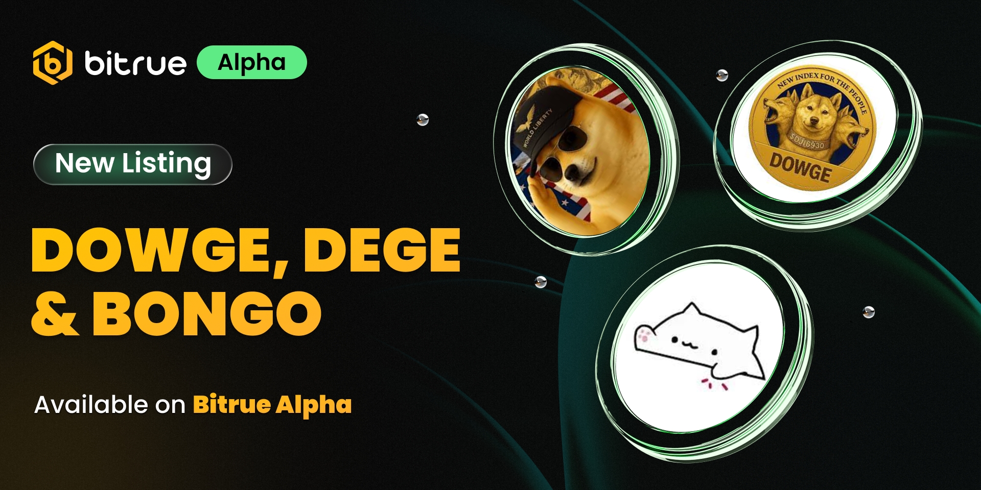 🚀 New Listing on Bitrue Alpha: DOWGE, DEGE & BONGO – Bitrue FAQ